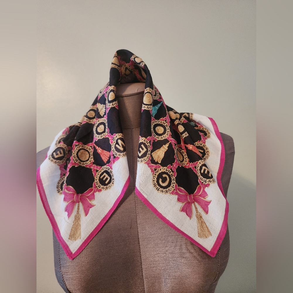 Celine Paris Vintage Handkerchief Cotton Luxury Pocket Square Bandana Scarf